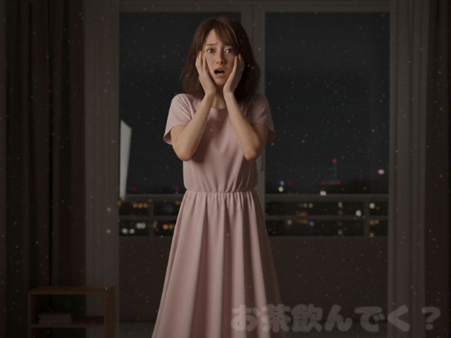 何かを怖がっている女性の画像